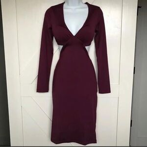 purple bodycon cut out dress